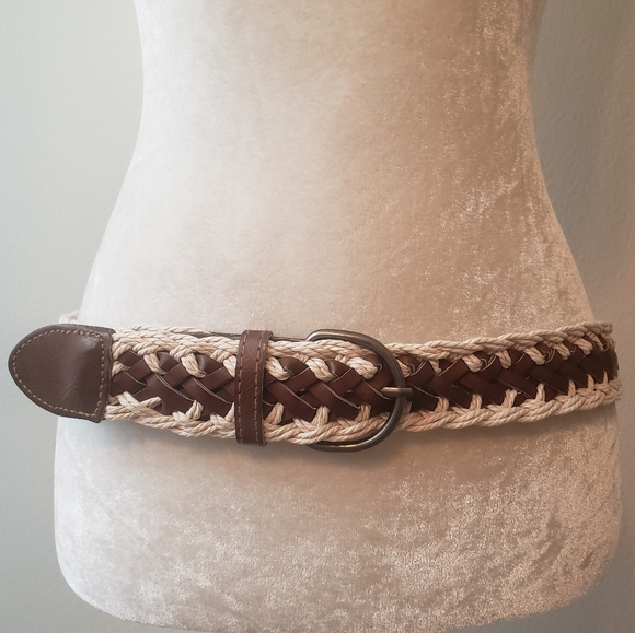 SUPER CUTE BROWN & IVORY BRAIDED BELT - Picture 1 of 8